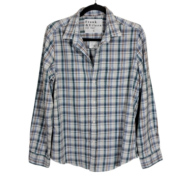 Frank & Eileen Tops - Frank & Eileen Barry Flannel Button Down Women's Large Shirt Blue Plaid Preppy